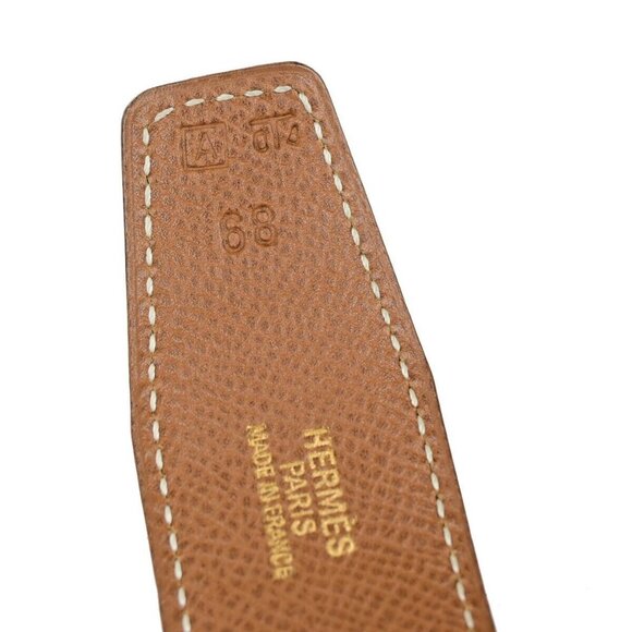 HERMES H Logo Constance Reversible Buckle Belt Leather #68 Black Brown - Picture 9 of 13